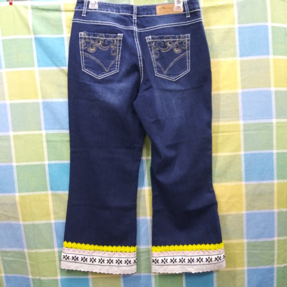 2431 Jeaniemade Size 10 Susan Betro NWT Stretch Button Fly Upcycled Jeans - Picture 4 of 6